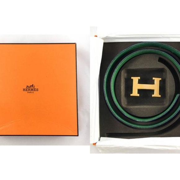 Hermes Blue / Green Reversible Constance Belt Set main image 5